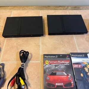 Sony PlayStation 2 Slim Consoles in Black (Pair) parts only